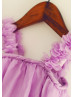 Purple Chiffon Short Airy Flower Girl Dress